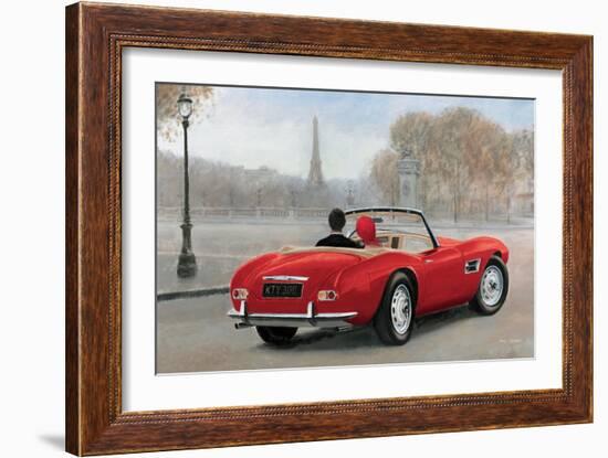 A Ride in Paris III Red Car-Marco Fabiano-Framed Art Print