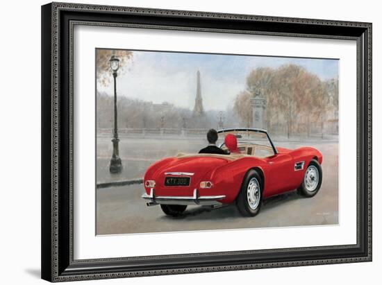 A Ride in Paris III Red Car-Marco Fabiano-Framed Art Print