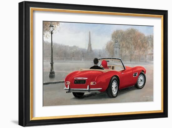 A Ride in Paris III Red Car-Marco Fabiano-Framed Art Print