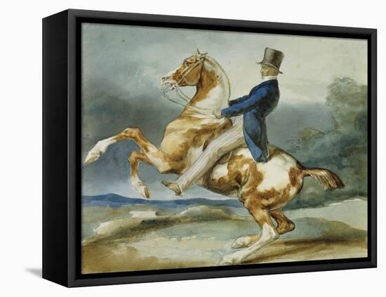 A Rider and His Rearing Horse; Un Cavalier Cabrant Son Cheval-Théodore Géricault-Framed Premier Image Canvas