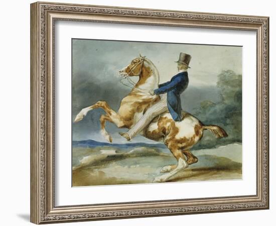 A Rider and His Rearing Horse; Un Cavalier Cabrant Son Cheval-Théodore Géricault-Framed Giclee Print