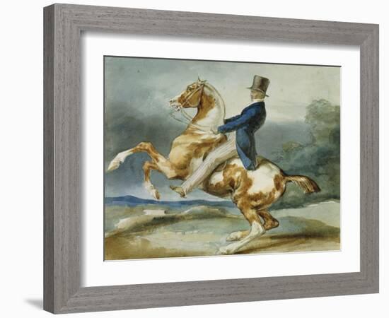 A Rider and His Rearing Horse; Un Cavalier Cabrant Son Cheval-Théodore Géricault-Framed Giclee Print