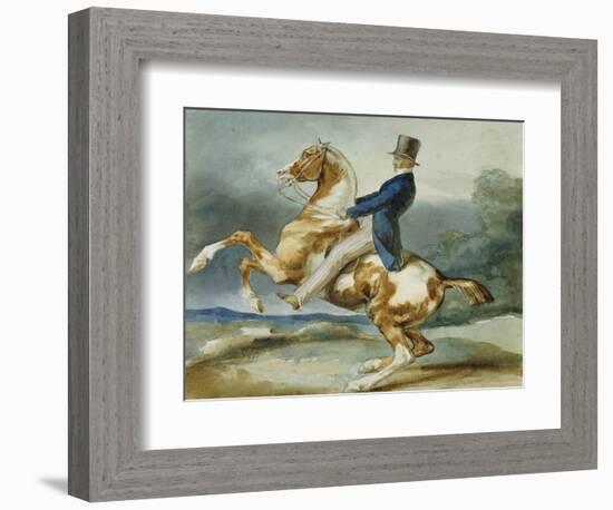 A Rider and His Rearing Horse-Théodore Géricault-Framed Premium Giclee Print