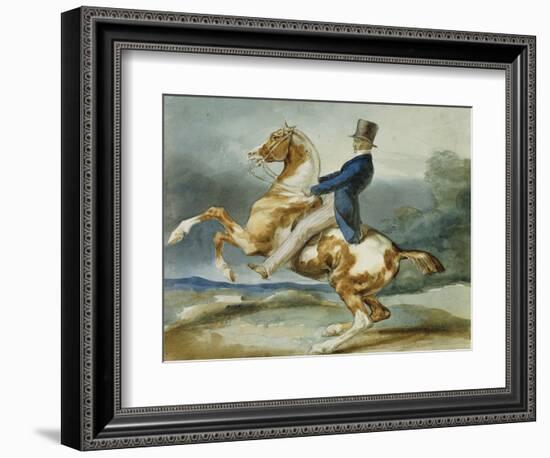 A Rider and His Rearing Horse-Théodore Géricault-Framed Premium Giclee Print