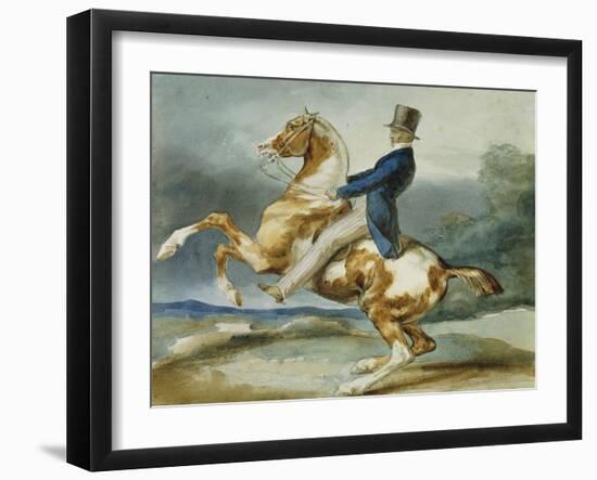 A Rider and His Rearing Horse-Théodore Géricault-Framed Giclee Print