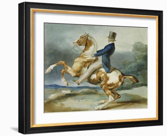 A Rider and His Rearing Horse-Théodore Géricault-Framed Giclee Print