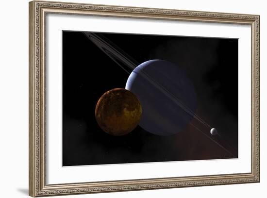 A Ringed Gas Giant Exoplanet with Moons-Stocktrek Images-Framed Art Print