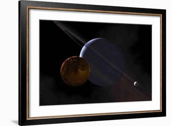 A Ringed Gas Giant Exoplanet with Moons-Stocktrek Images-Framed Art Print