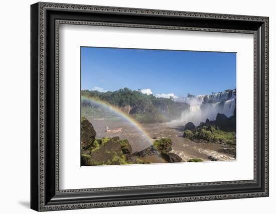 A River Boat at the Base of the Falls, Iguazu Falls National Park, Misiones, Argentina-Michael Nolan-Framed Photographic Print