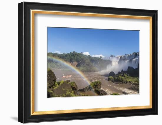 A River Boat at the Base of the Falls, Iguazu Falls National Park, Misiones, Argentina-Michael Nolan-Framed Photographic Print