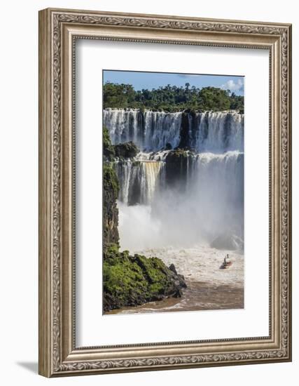 A River Boat at the Base of the Falls, Iguazu Falls National Park, Misiones, Argentina-Michael Nolan-Framed Photographic Print