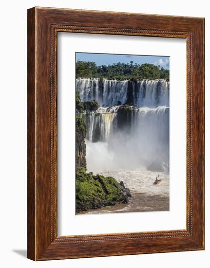 A River Boat at the Base of the Falls, Iguazu Falls National Park, Misiones, Argentina-Michael Nolan-Framed Photographic Print