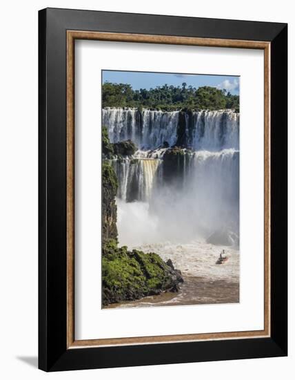 A River Boat at the Base of the Falls, Iguazu Falls National Park, Misiones, Argentina-Michael Nolan-Framed Photographic Print