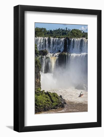 A River Boat at the Base of the Falls, Iguazu Falls National Park, Misiones, Argentina-Michael Nolan-Framed Photographic Print