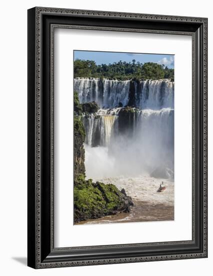 A River Boat at the Base of the Falls, Iguazu Falls National Park, Misiones, Argentina-Michael Nolan-Framed Photographic Print