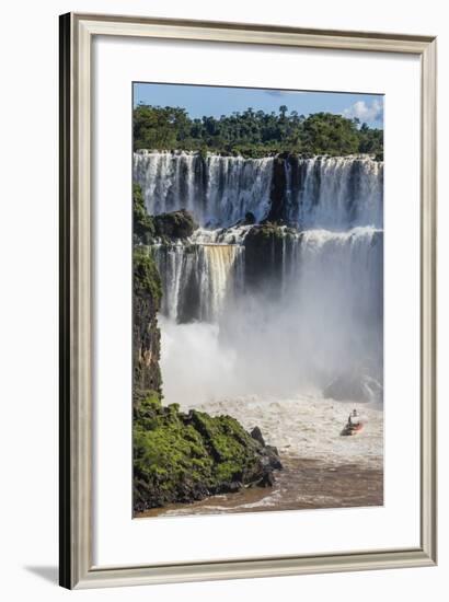 A River Boat at the Base of the Falls, Iguazu Falls National Park, Misiones, Argentina-Michael Nolan-Framed Photographic Print