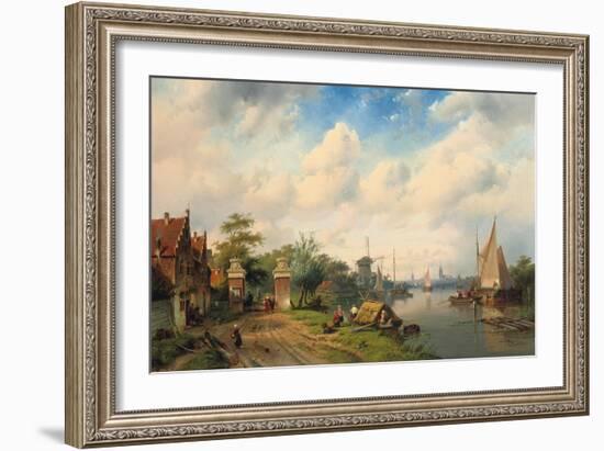 A River Landscape in Summer, 1853-Charles Henri Joseph Leickert-Framed Giclee Print