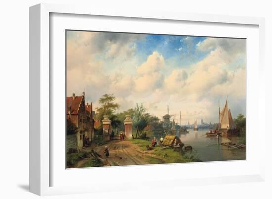 A River Landscape in Summer, 1853-Charles Henri Joseph Leickert-Framed Giclee Print