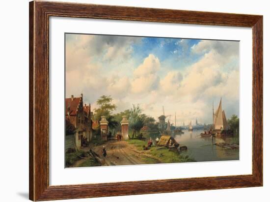 A River Landscape in Summer, 1853-Charles Henri Joseph Leickert-Framed Giclee Print