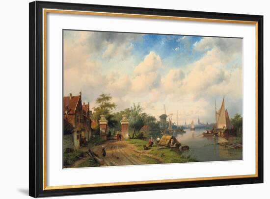 A River Landscape in Summer, 1853-Charles Henri Joseph Leickert-Framed Giclee Print