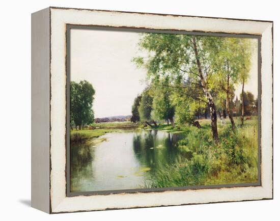 A River Landscape in Summer-Ernest Parton-Framed Premier Image Canvas