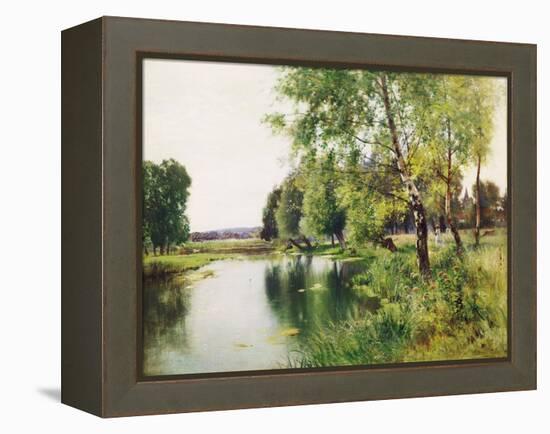 A River Landscape in Summer-Ernest Parton-Framed Premier Image Canvas