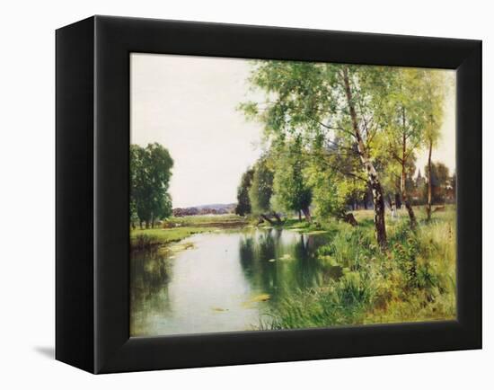 A River Landscape in Summer-Ernest Parton-Framed Premier Image Canvas