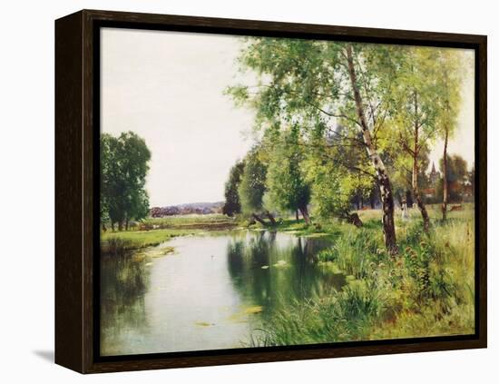 A River Landscape in Summer-Ernest Parton-Framed Premier Image Canvas