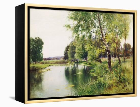 A River Landscape in Summer-Ernest Parton-Framed Premier Image Canvas