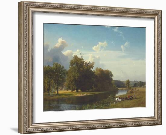 A River Landscape, Westphalia, 1855 (Oil on Canvas)-Albert Bierstadt-Framed Giclee Print