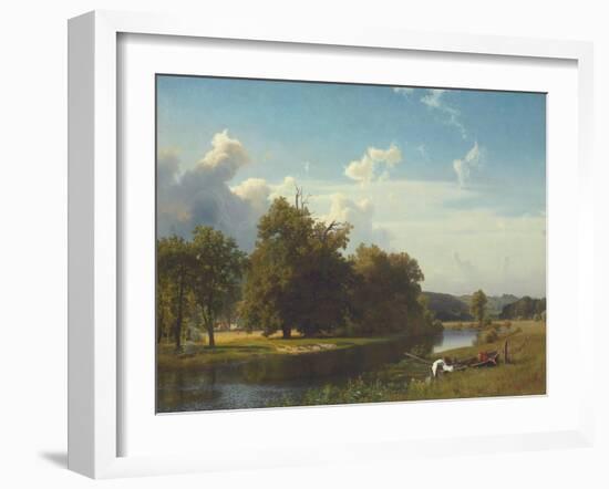 A River Landscape, Westphalia, 1855 (Oil on Canvas)-Albert Bierstadt-Framed Giclee Print