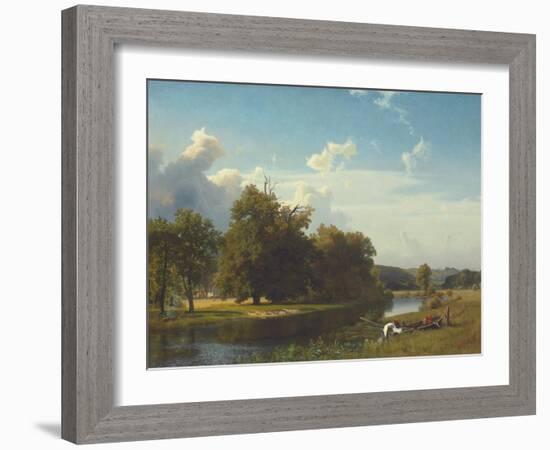 A River Landscape, Westphalia, 1855-Albert Bierstadt-Framed Giclee Print