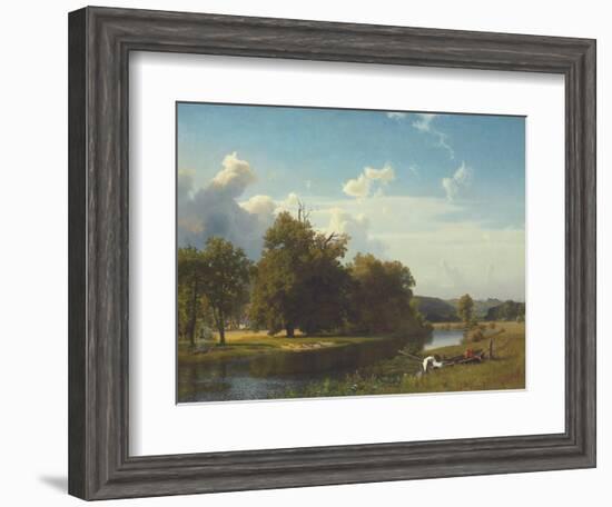 A River Landscape, Westphalia, 1855-Albert Bierstadt-Framed Giclee Print