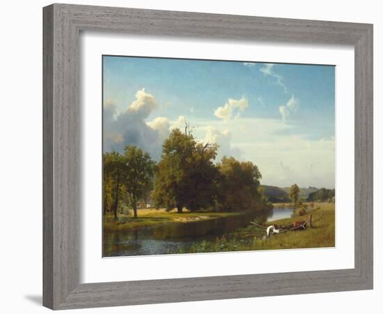 A River Landscape, Westphalia. 1855-Albert Bierstadt-Framed Giclee Print