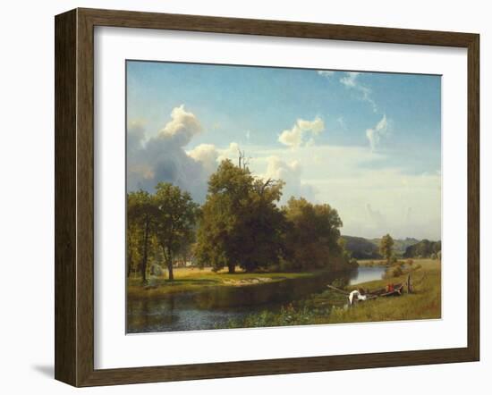 A River Landscape, Westphalia. 1855-Albert Bierstadt-Framed Giclee Print