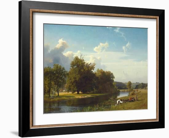 A River Landscape, Westphalia. 1855-Albert Bierstadt-Framed Giclee Print