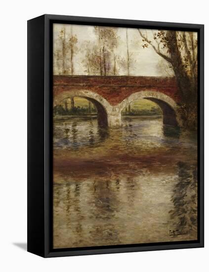 A River Landscape with a Bridge-Fritz Thaulow-Framed Premier Image Canvas