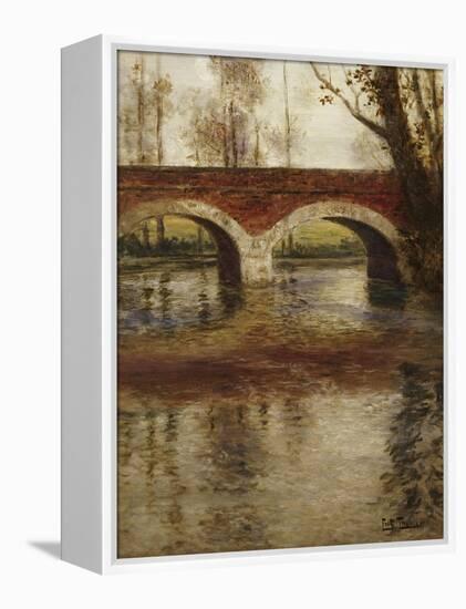 A River Landscape with a Bridge-Fritz Thaulow-Framed Premier Image Canvas