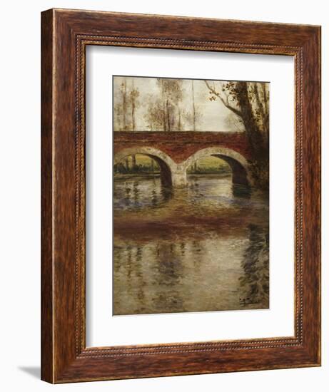 A River Landscape with a Bridge-Fritz Thaulow-Framed Giclee Print