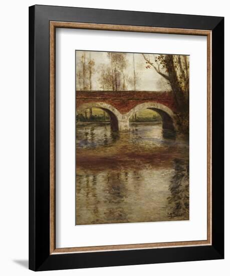 A River Landscape with a Bridge-Fritz Thaulow-Framed Giclee Print