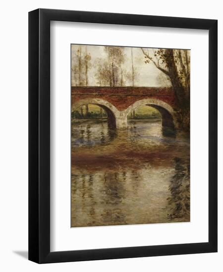 A River Landscape with a Bridge-Fritz Thaulow-Framed Giclee Print