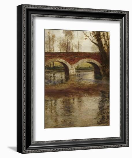 A River Landscape with a Bridge-Fritz Thaulow-Framed Giclee Print