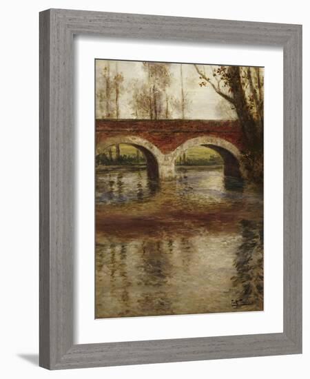 A River Landscape with a Bridge-Fritz Thaulow-Framed Giclee Print