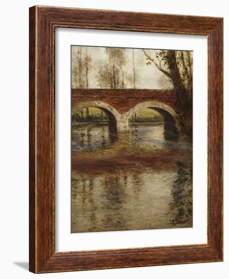 A River Landscape with a Bridge-Fritz Thaulow-Framed Giclee Print