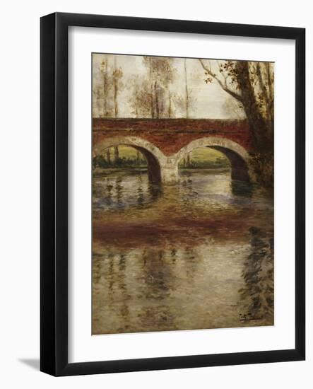 A River Landscape with a Bridge-Fritz Thaulow-Framed Giclee Print