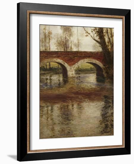 A River Landscape with a Bridge-Fritz Thaulow-Framed Giclee Print