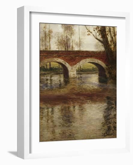 A River Landscape with a Bridge-Fritz Thaulow-Framed Giclee Print