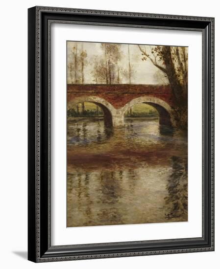 A River Landscape with a Bridge-Fritz Thaulow-Framed Giclee Print