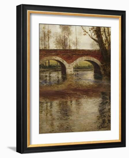 A River Landscape with a Bridge-Fritz Thaulow-Framed Giclee Print