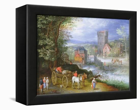 A River Landscape with a Watermill-Jan Brueghel the Younger-Framed Premier Image Canvas